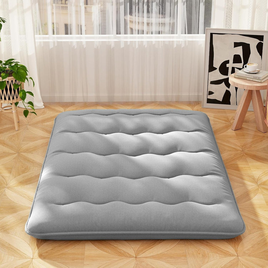 10cm Thick Japanese Foldable Tatami Futon Mattress Double Grey Sleeping Pad
