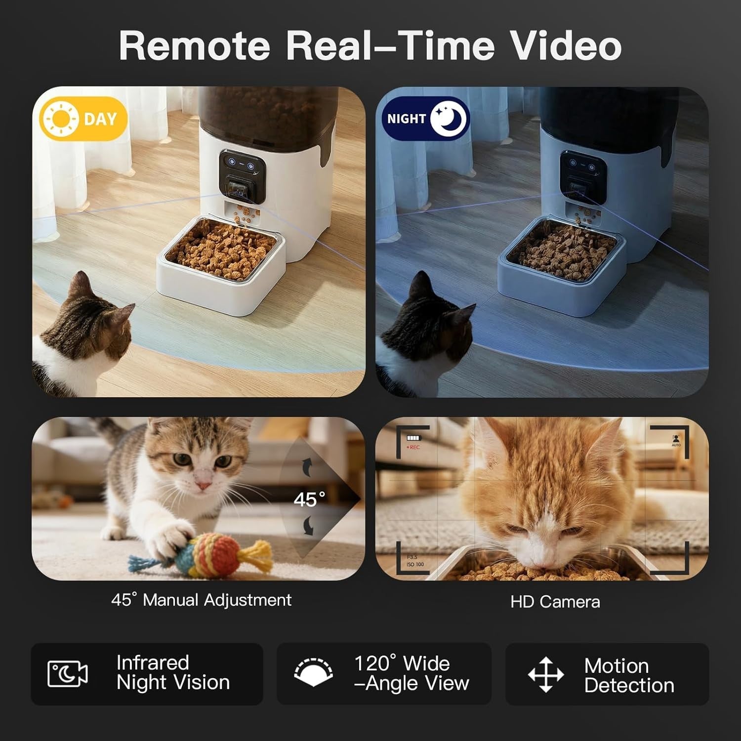 Automatic Cat Feeder Camera WiFi App Control 1080P HD 6L Food Dispenser