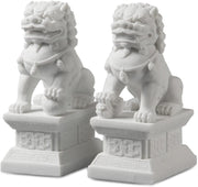 18cm Foo Dog Lion Statues Pair Stone-Effect Feng Shui Guardian Home Garden Decor