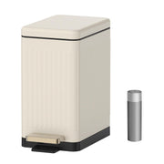 10L Slim Stainless Steel Step Trash Can Soft Close Pedal Bin Beige