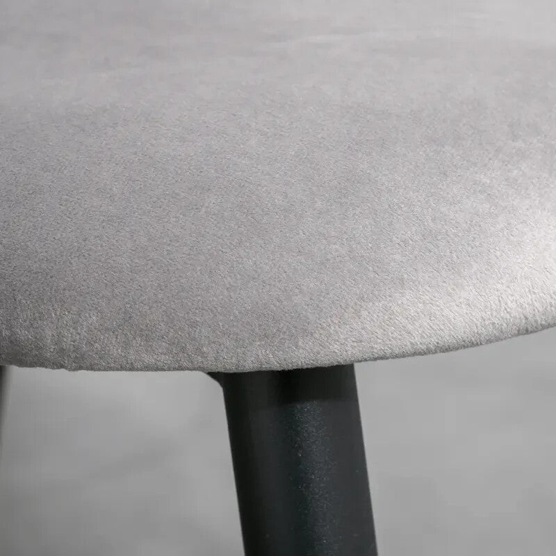 2x Grey Velvet Dining Chairs Set Metal Legs Padded Seat Kitchen Lounge