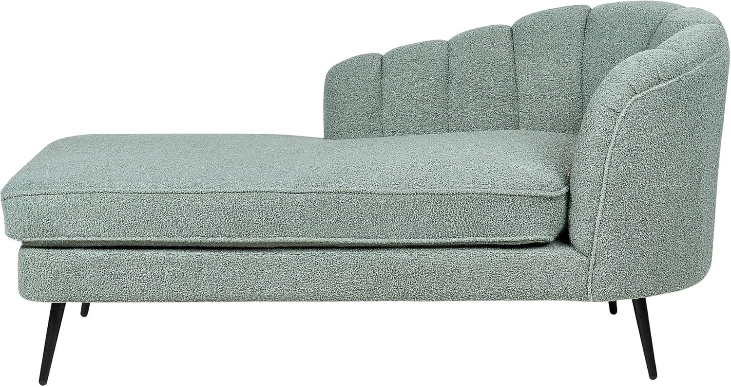 Modern Green Boucle Chaise Lounge Reclining Black Metal Legs Stylish Seat