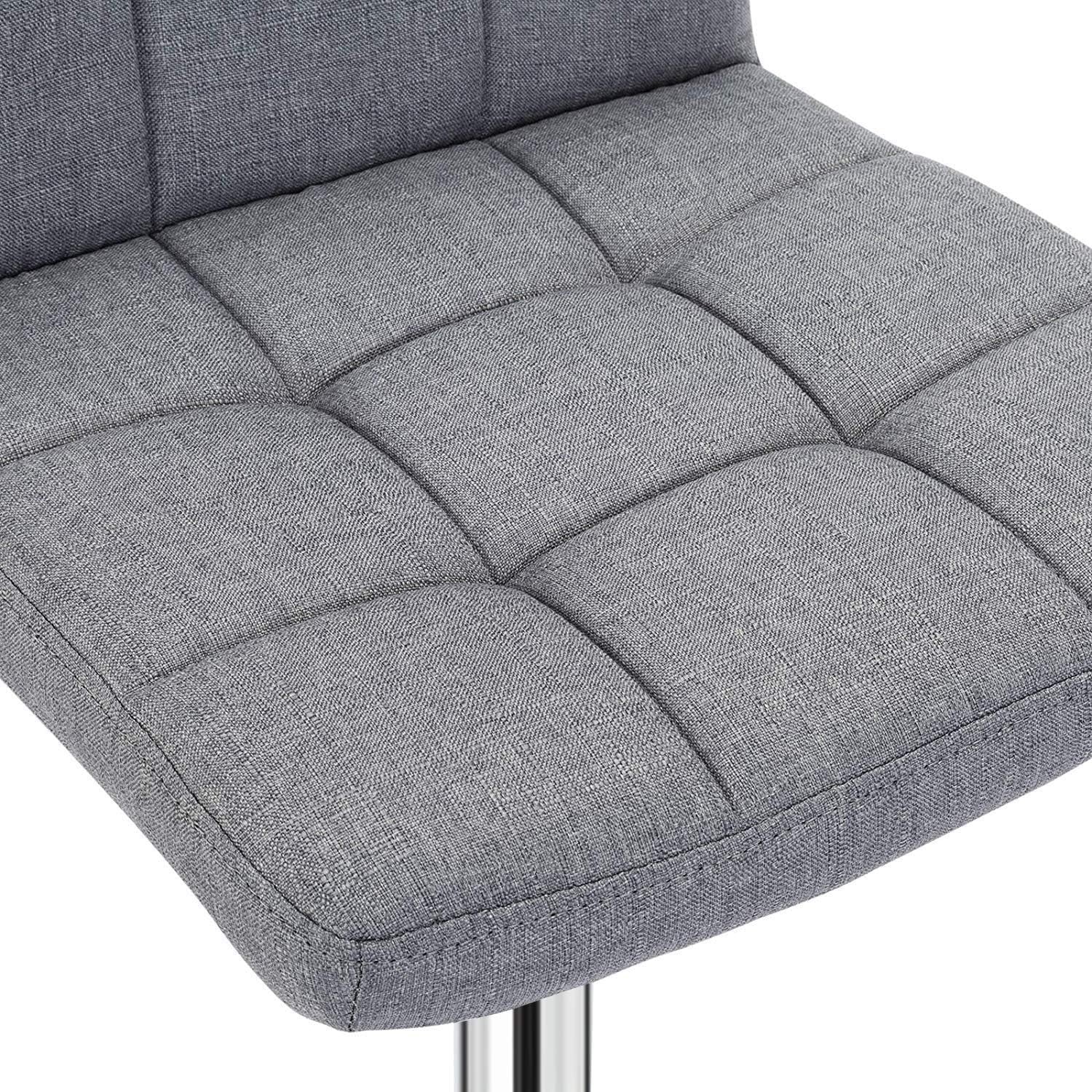 Adjustable Bar Stools Set of 2 Swivel Gas Lift Grey Chairs