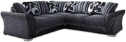 5 Seater Corner Sofa Grey Chenille & Black Faux Leather – L Shape, Washable