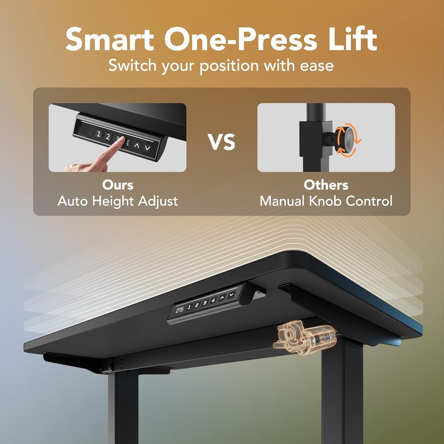 Electric Standing Desk Height Adjustable Sit Stand Home Office 80x48cm