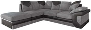 L Shaped Corner Sofa Grey Black – 5 Seater Jumbo Cord Scatter Back Couch