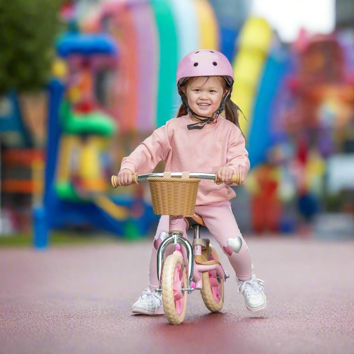 Kids Balance Bike 10 Inch Training Bicycle Adjustable Seat Pink Toddler