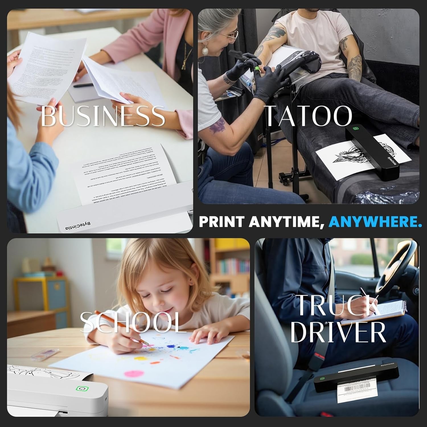 Portable A4 Bluetooth Thermal Printer Inkless Travel Office