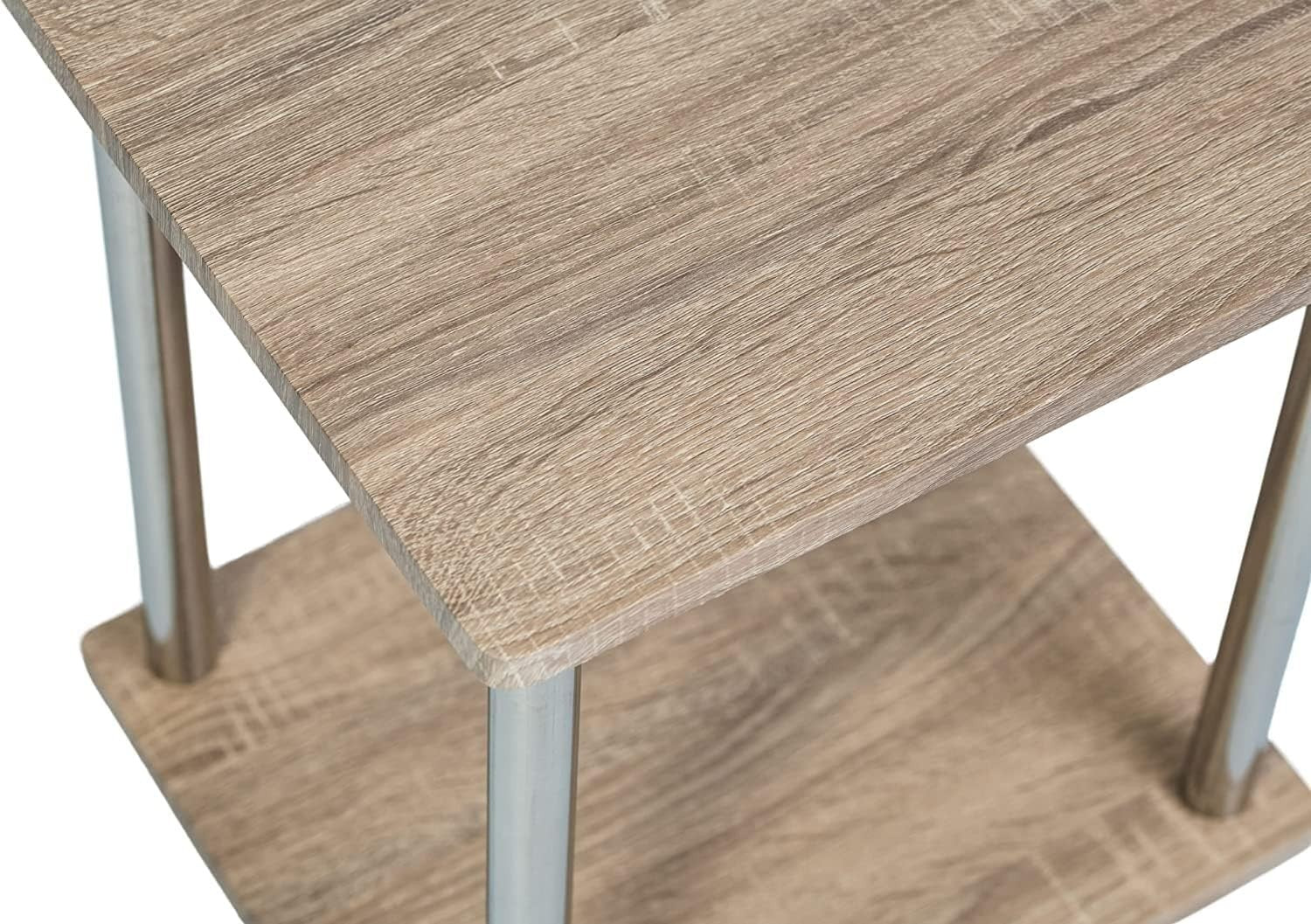 Small Sonoma Oak 2 Tier Side Table with Storage Shelf for Living Room