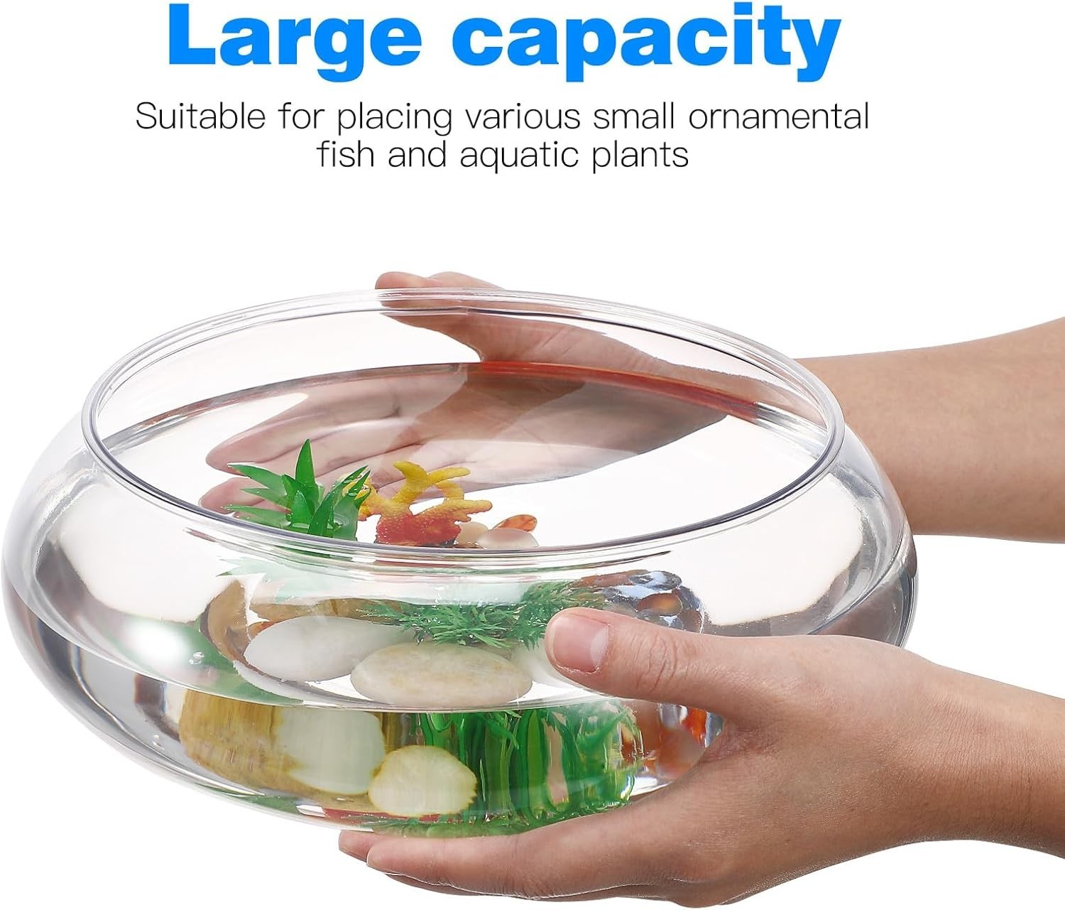 Transparent Desktop Fish Tank Plastic Aquarium Bowl for Goldfish