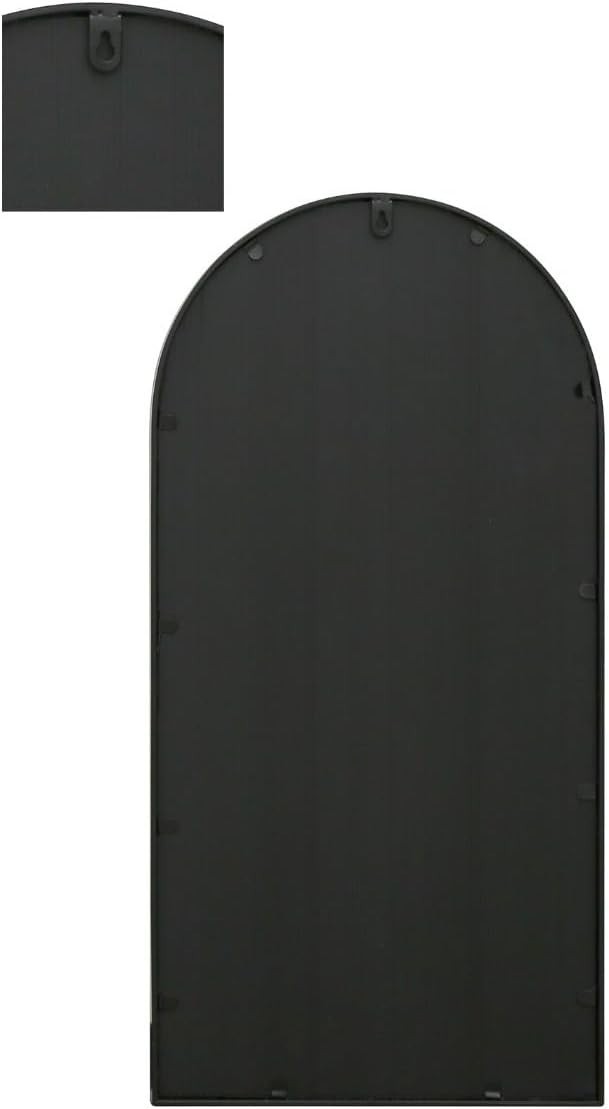 Modern Black Metal Arched Wall Mirror 80x40 cm, Indoor & Outdoor Use