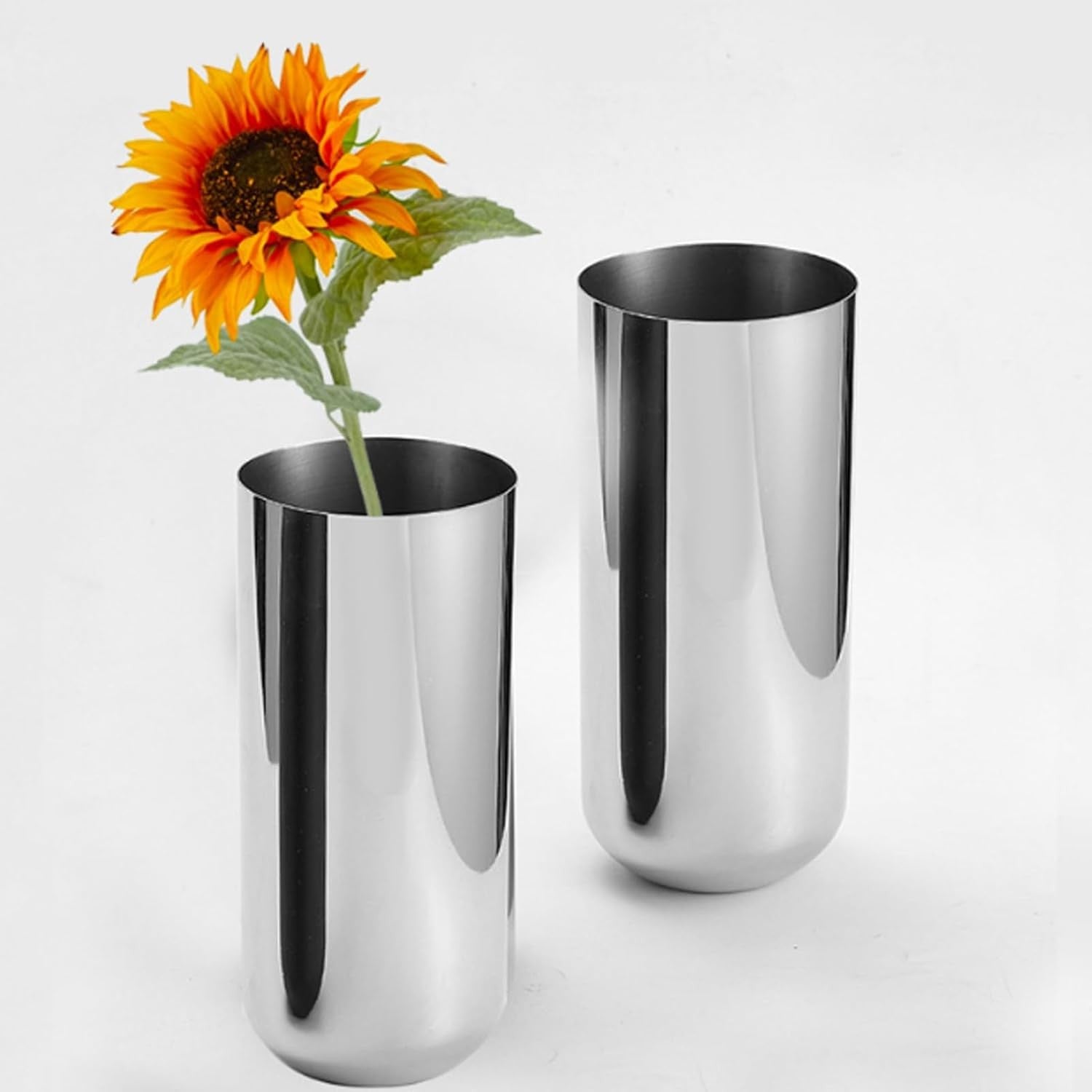 Stainless Steel Flower Vase Silver Modern Table Centerpiece Home Decor