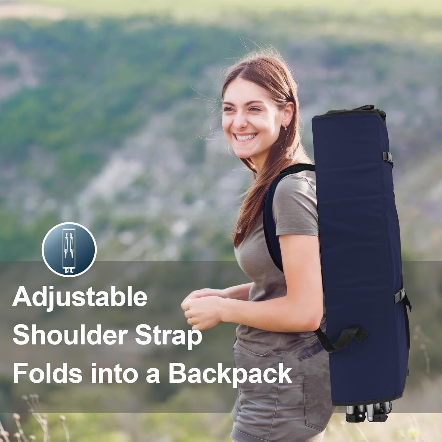 Foldable Beach Camping Chair with Canopy Shade, Cooler Bag & Cup Holders