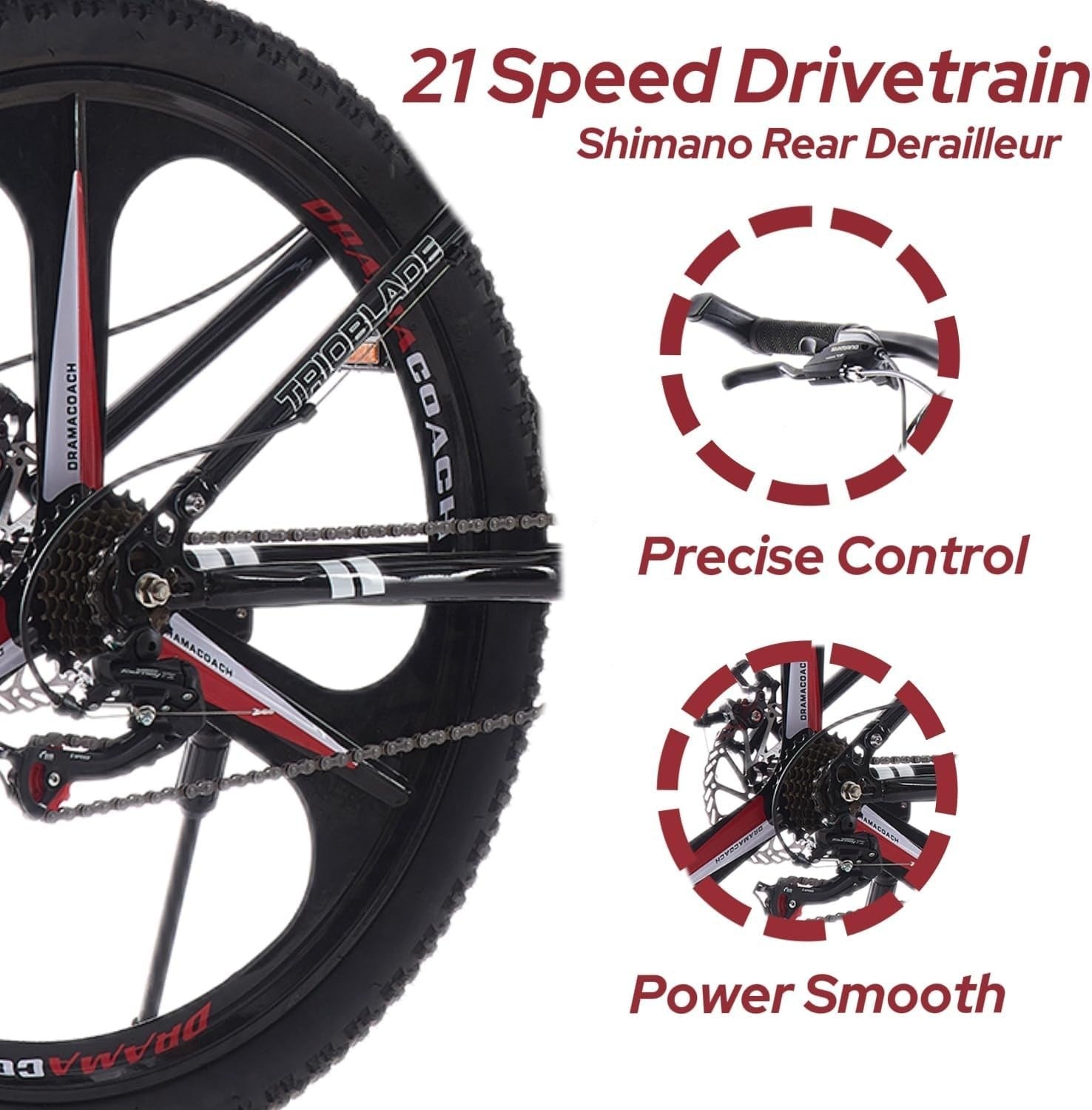 Foldable 26” BlackRed Mountain Bike Dual Suspension 21 Speed Lightweight