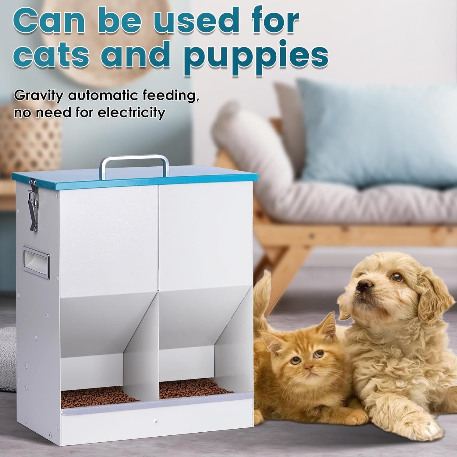 10L Automatic Pet Feeder for 2 Cats Dual Hopper Gravity Food Dispenser
