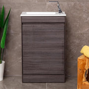550mm Dark Oak Floor Standing Vanity Unit with Ceramic Basin & Soft Close Door
