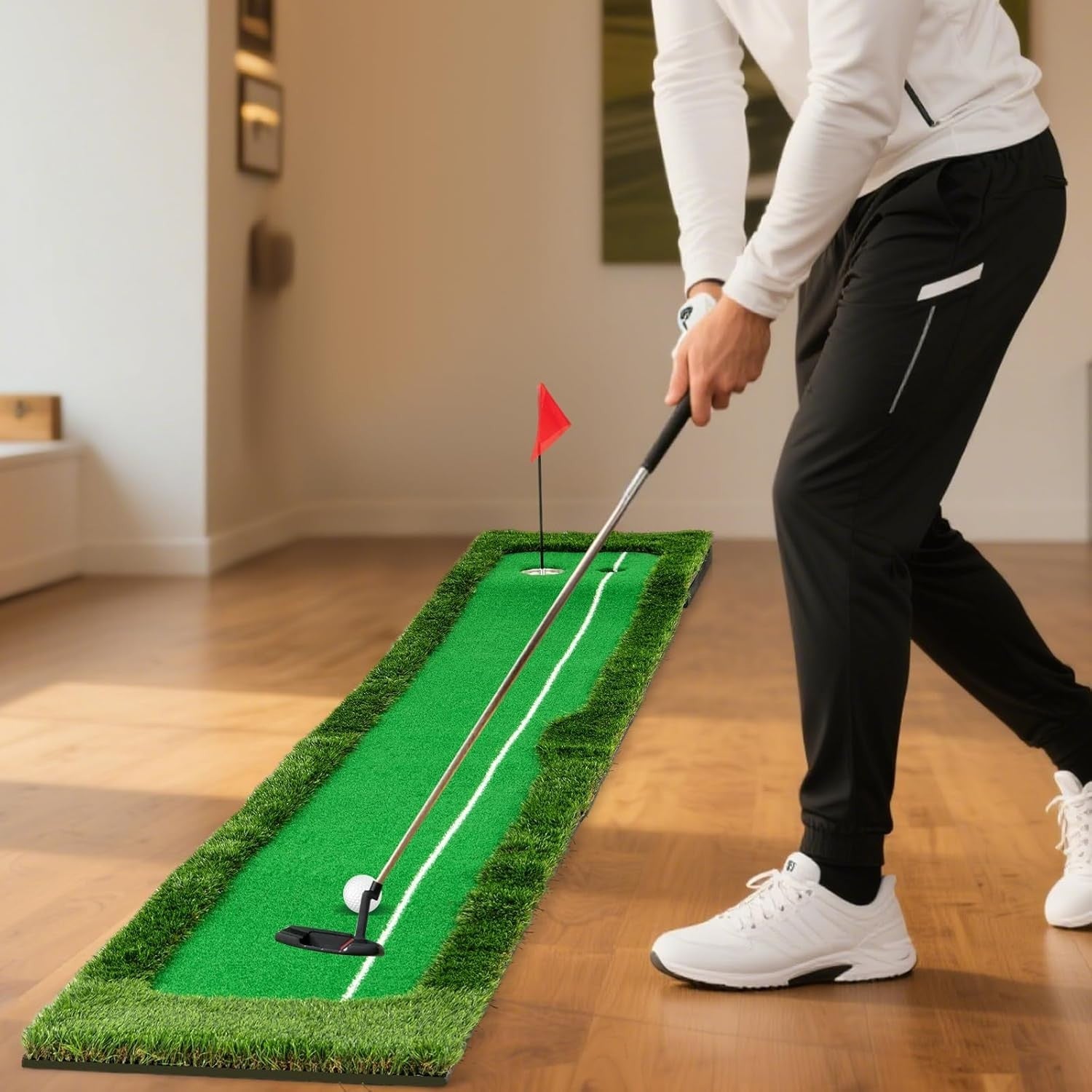 10FT Golf Putting Green Mat Indoor Outdoor Practice Trainer w/ Balls