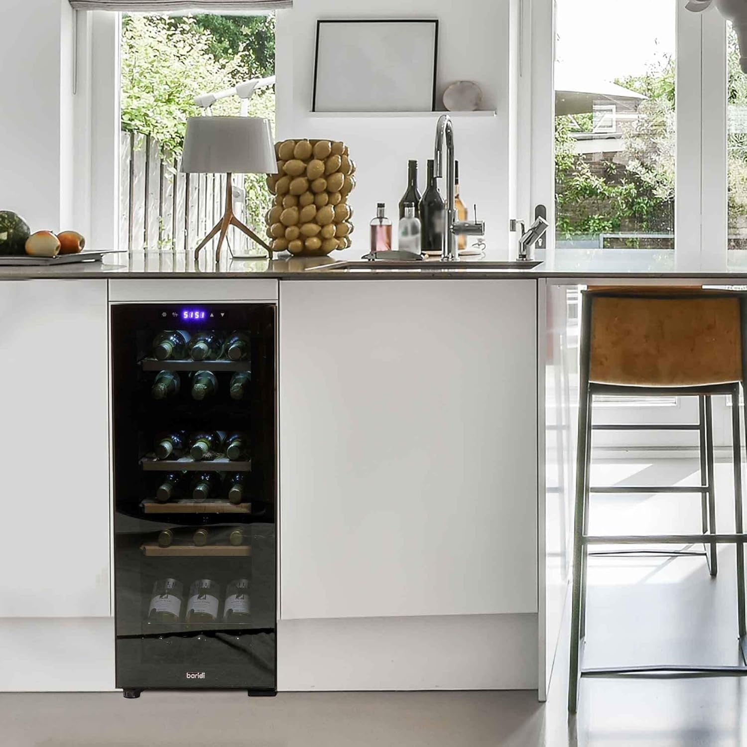Dual Zone Wine Cooler Fridge Touch Screen LED Glass Door 18 Bottle Black