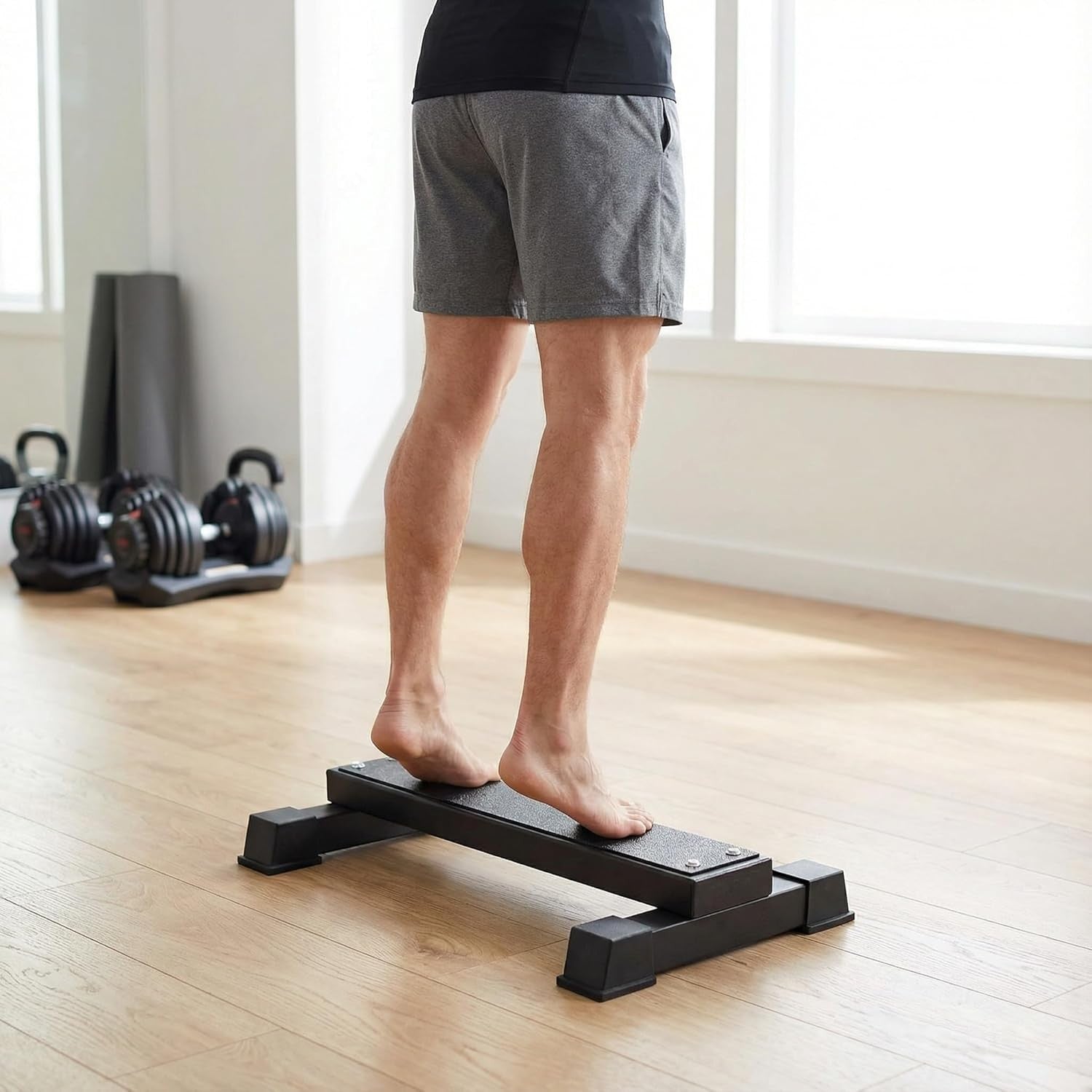 Steel Calf Raise Block Platform Non Slip 1100lb Gym Squat Stretch Stand