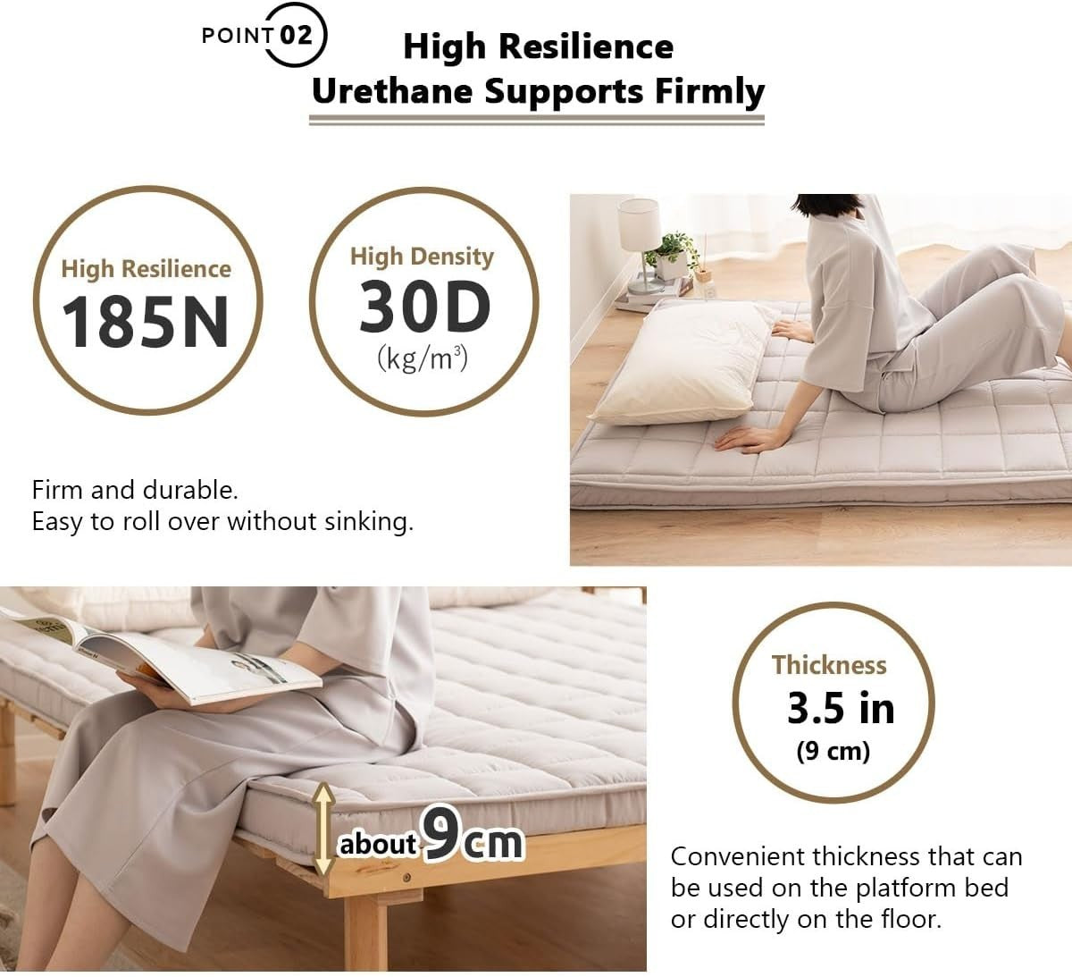 Japanese Floor Mattress Futon Foldable Tatami Bed Guest Sleeping Pad