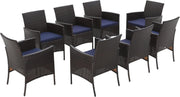 Rattan Garden Armchairs Set of 8 Cushioned Outdoor Patio Conversation Seats