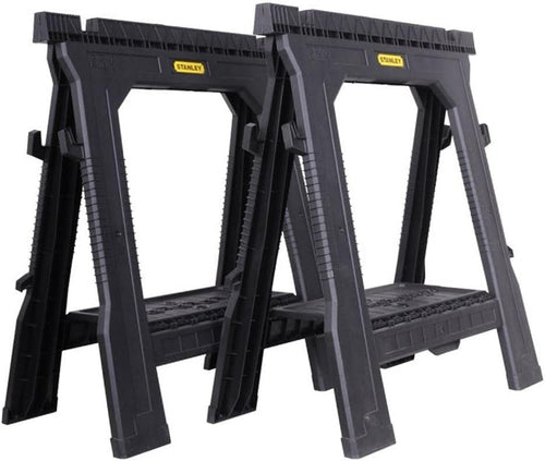 Folding Sawhorse Twin Pack 450kg Capacity Compact Workbench with V-Grooves