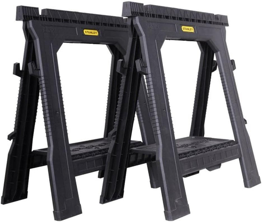Folding Sawhorse Twin Pack 450kg Capacity Compact Workbench with V-Grooves