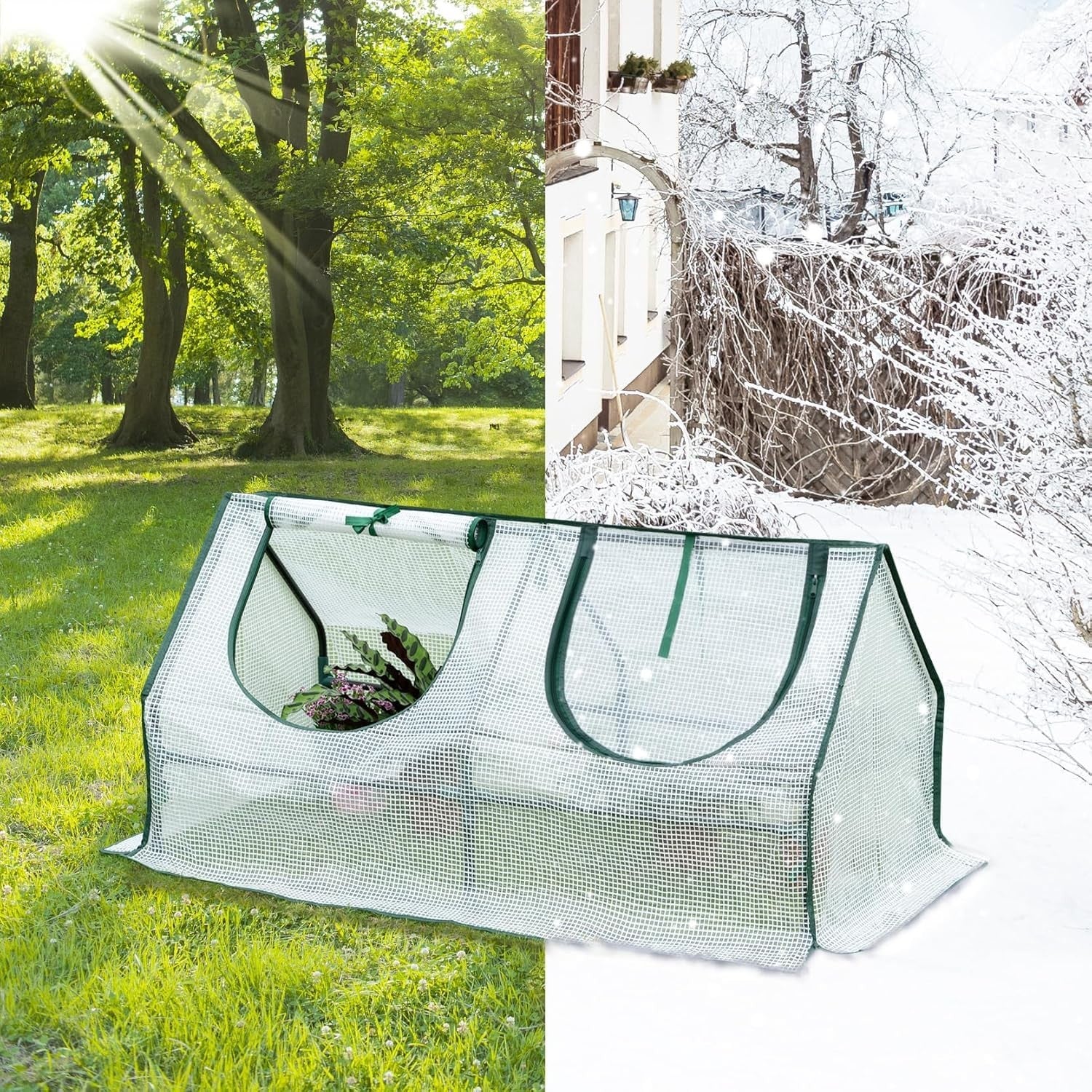 Mini Garden Greenhouse 120x60x60cm White PE Cover with Roll-Up Windows