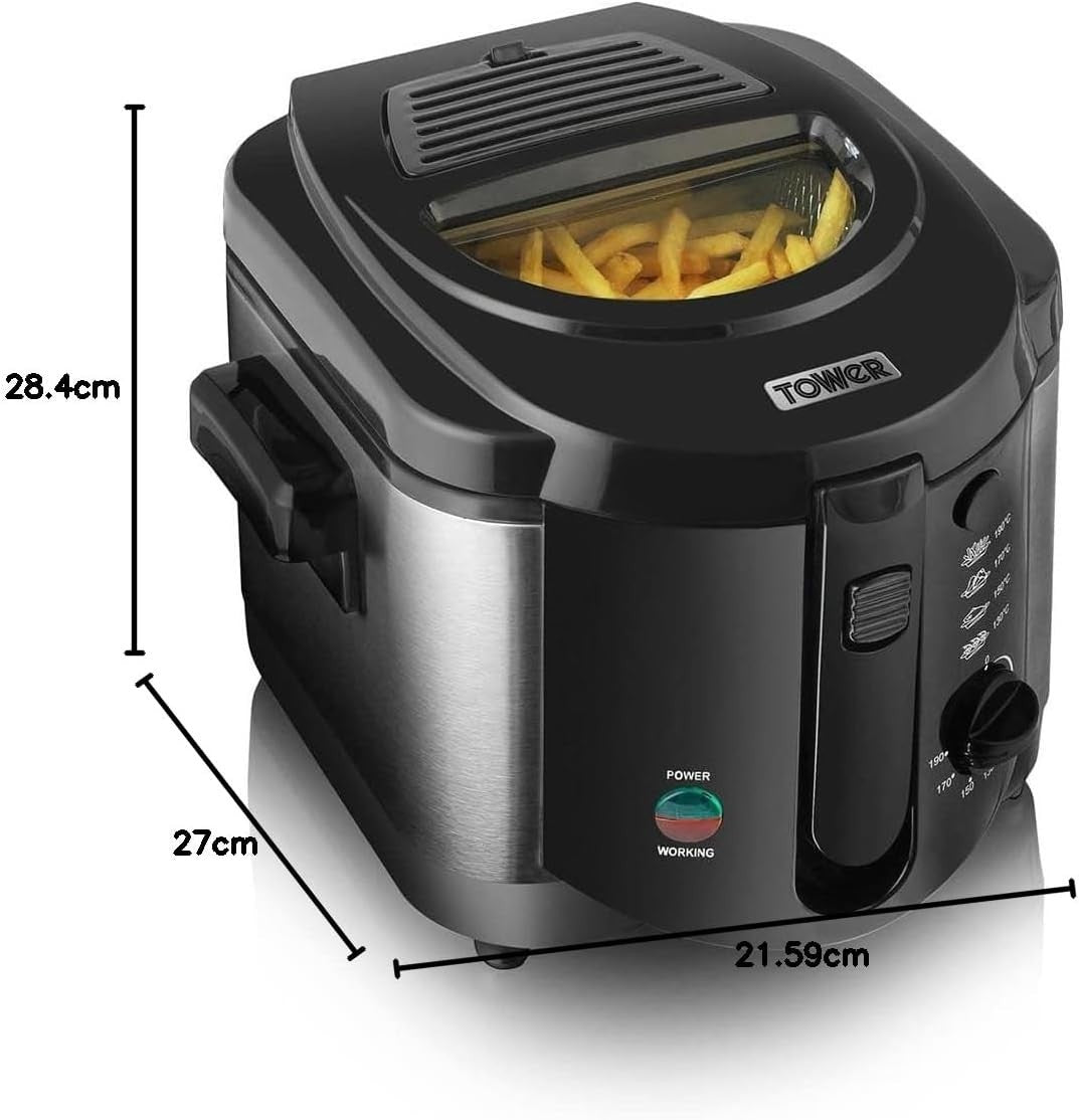 2L Deep Fat Fryer 1500W Adjustable Thermostat Large Viewing Window