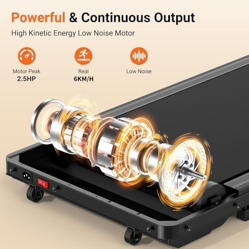 Under Desk Walking Pad 2.5HP Quiet Compact Treadmill 6km/h Portable Fitness
