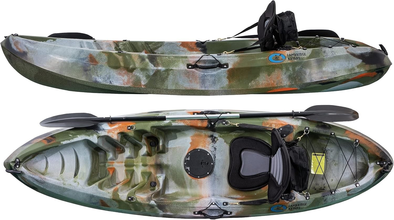 Sit On Top Fishing Kayak Jungle Camo w/ Paddle Deluxe Seat