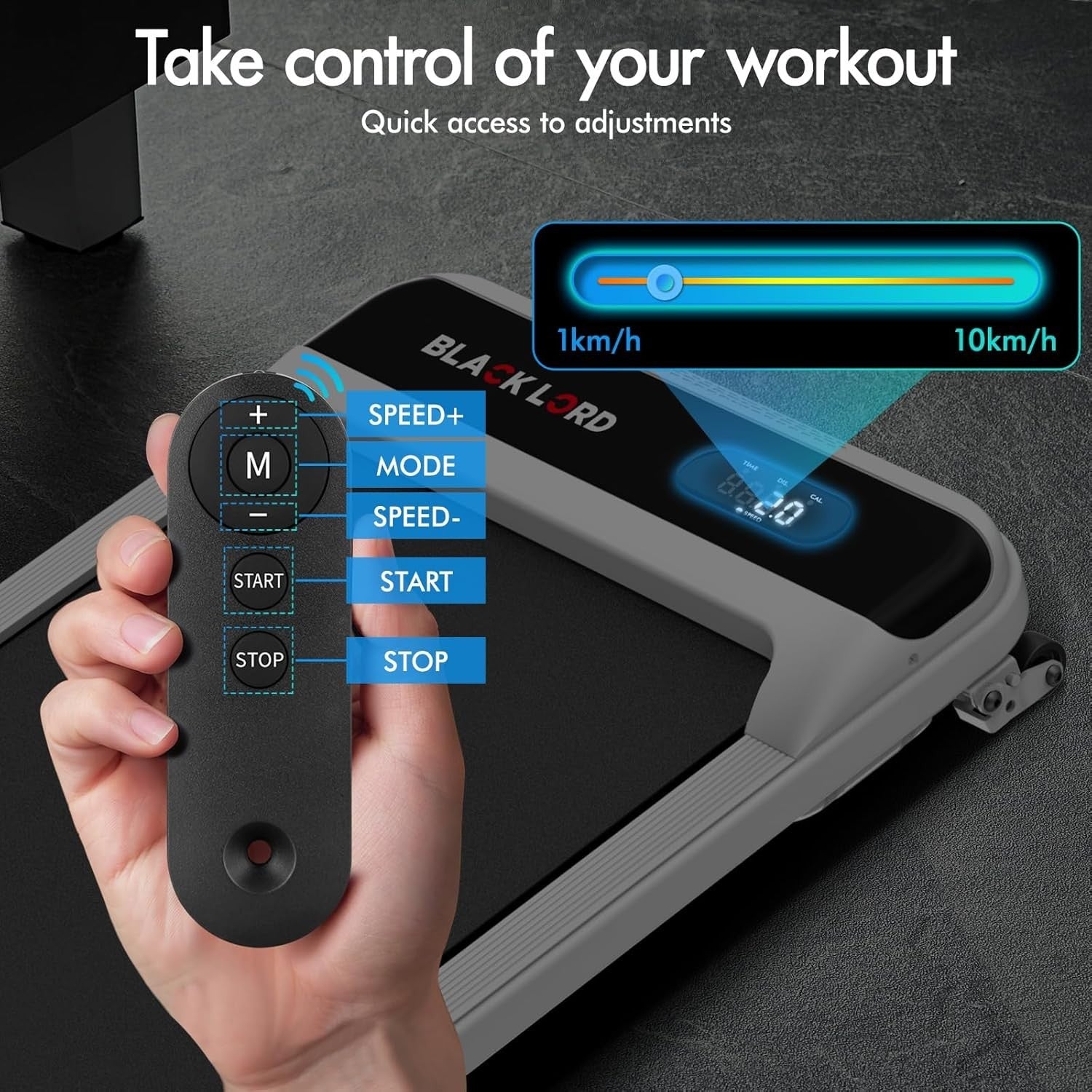 Foldable 3.2HP Treadmill 9% Incline Under Desk Running Machine Home