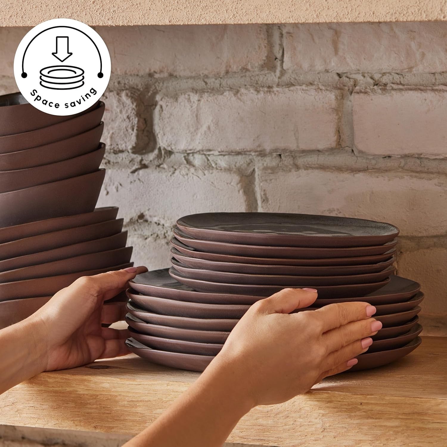 24pc Reactive Stoneware Dinner Set Plates Bowls Modern Tableware for 6