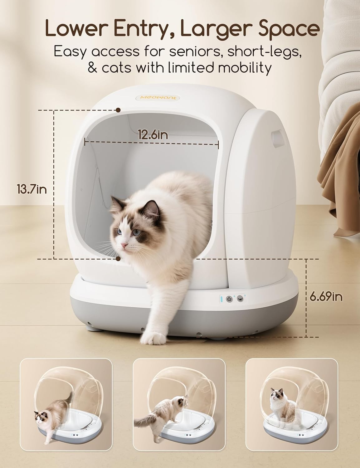 Self Cleaning Cat Litter Box App Control 75L XL Multi Cat Smart Tray
