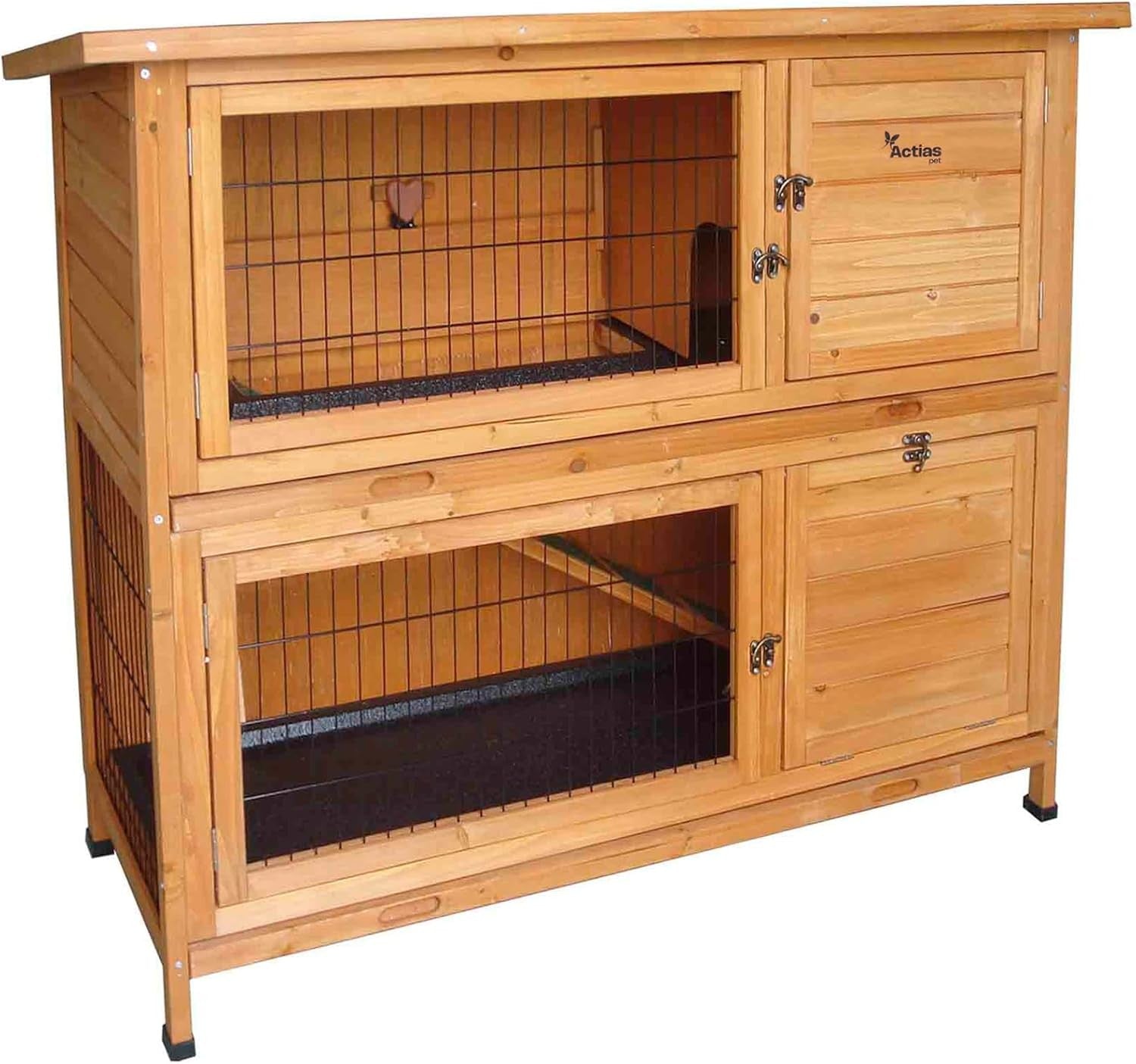 Large Two Tier Wooden Rabbit Hutch Outdoor Weatherproof Small Animal Cage