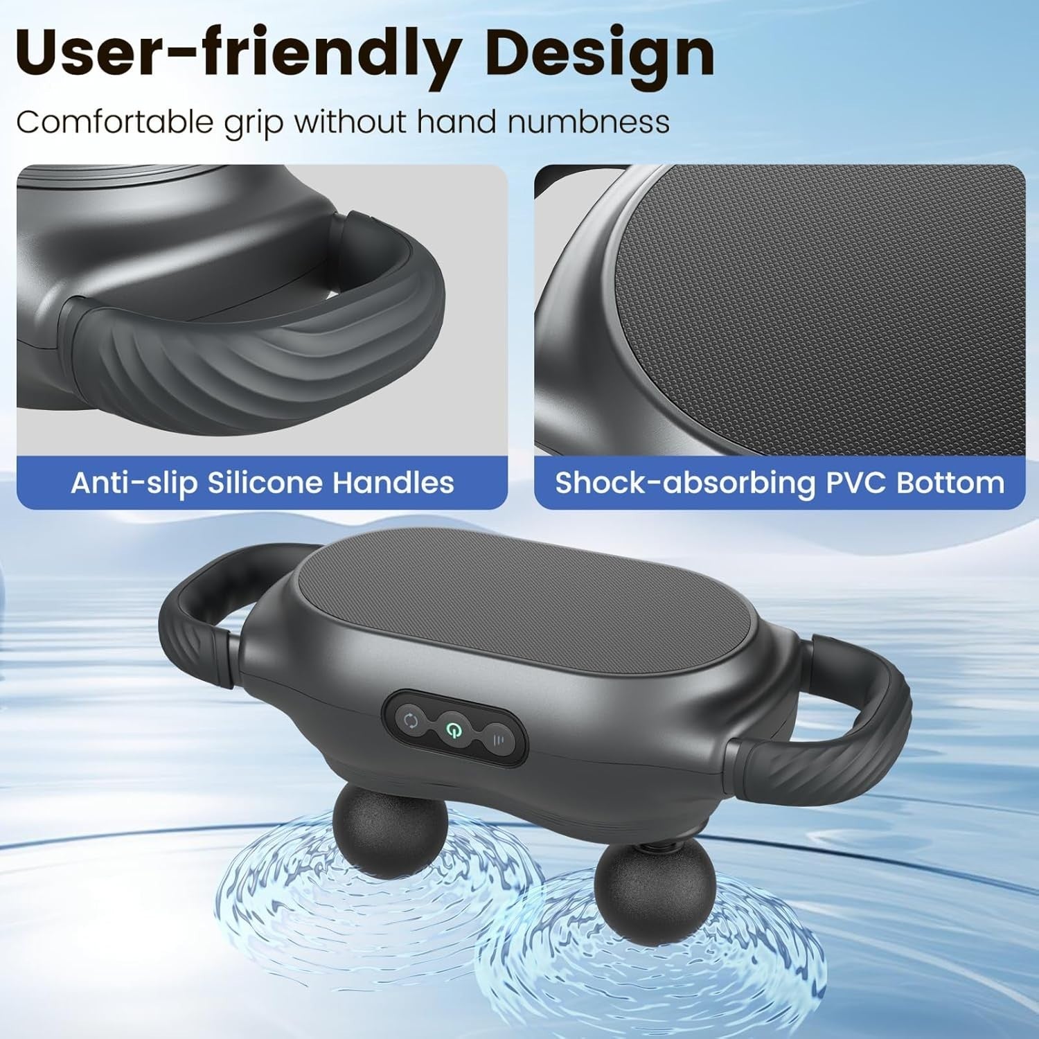 Deep Tissue Electric Massage Gun Handheld Muscle Massager 3 Heads Timer