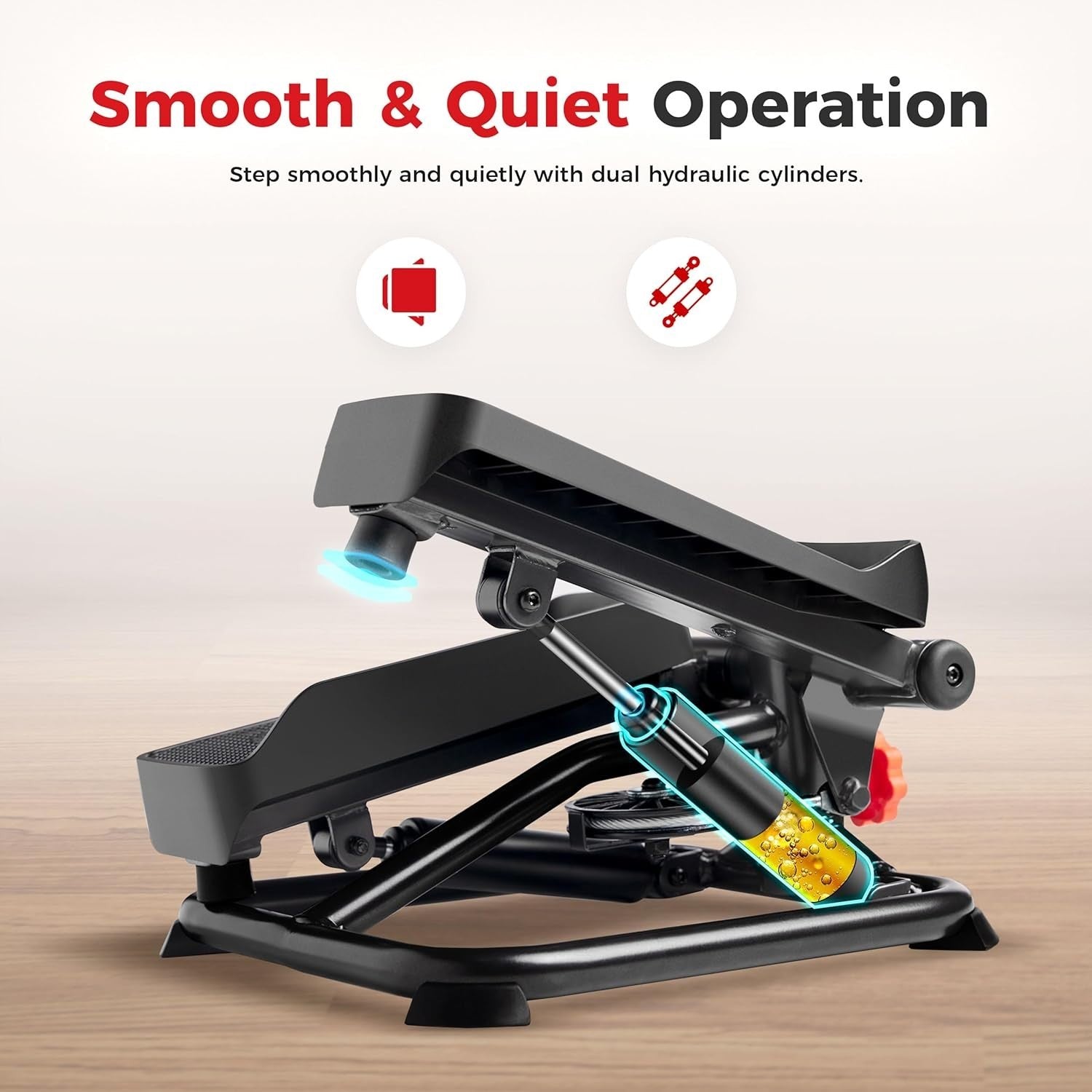 Smart Mini Stair Stepper for Home w/ LCD Monitor, Quiet Motion & Bands