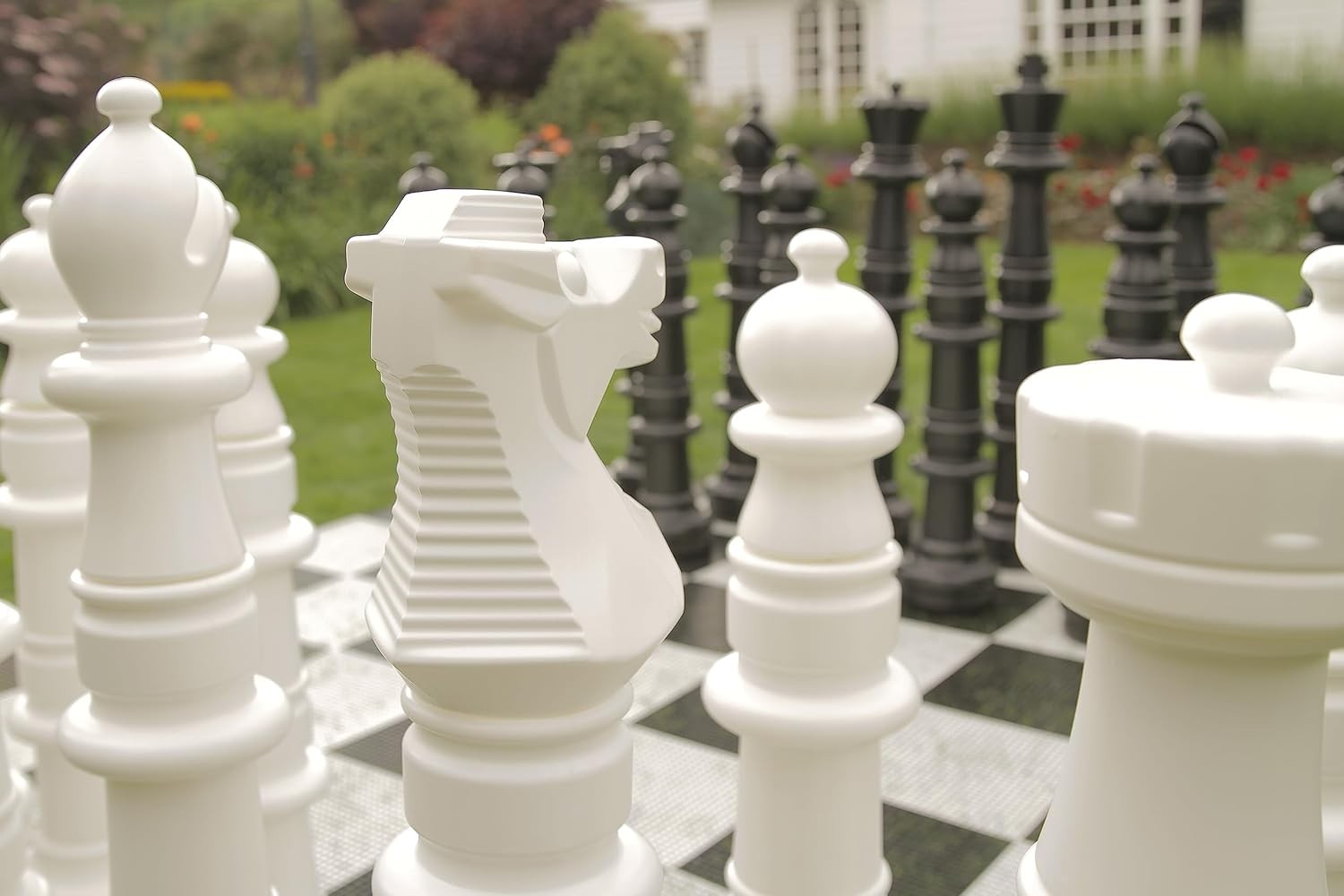 120cm Giant Outdoor Chess Set with Large Mat | Weatherproof Garden Game