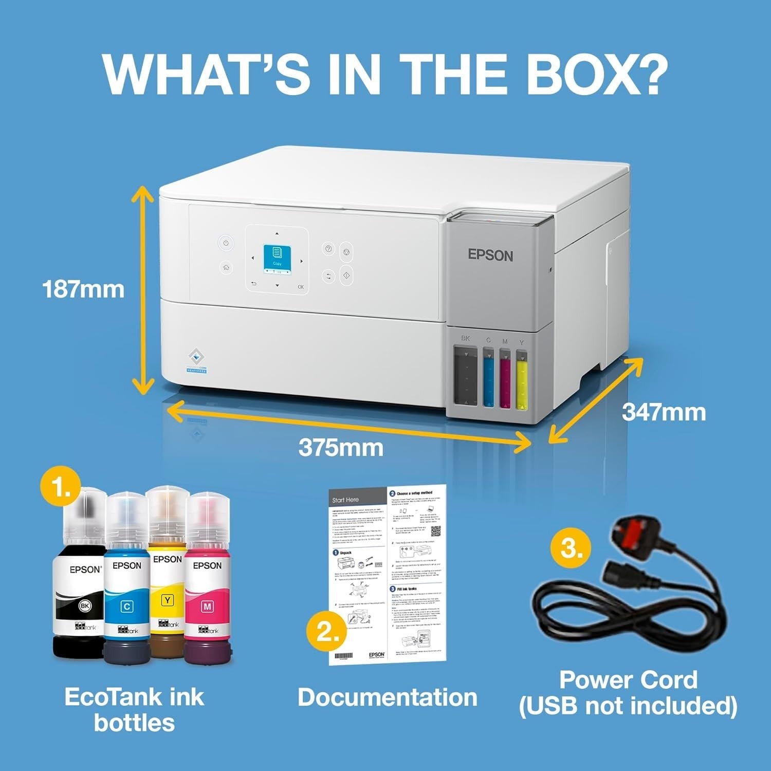 White Wireless EcoTank ET-2956 Inkjet Printer A4 Duplex with 3yr Ink