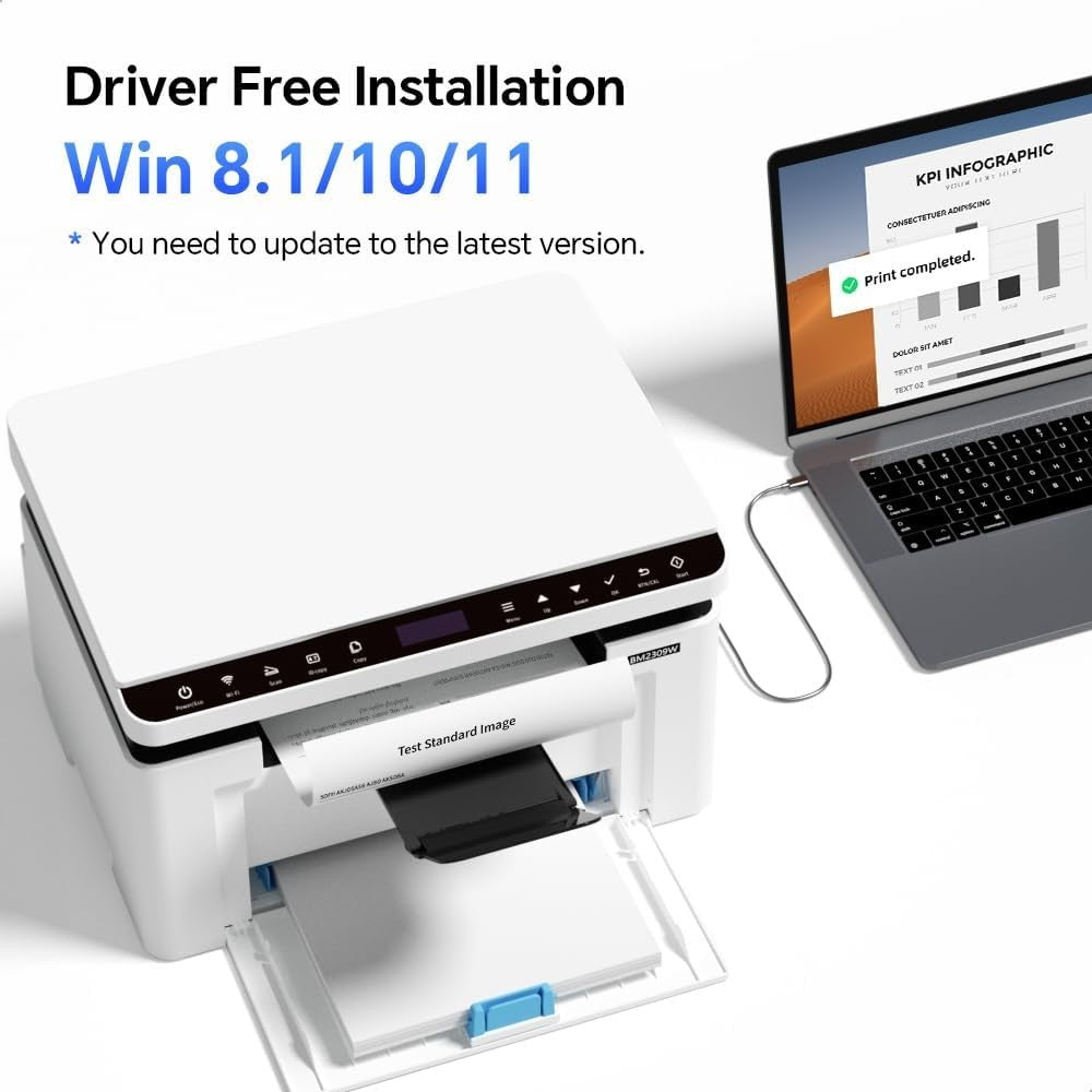 Wireless Monochrome 3-in-1 Laser Printer White A4 20ppm USB Wi-Fi