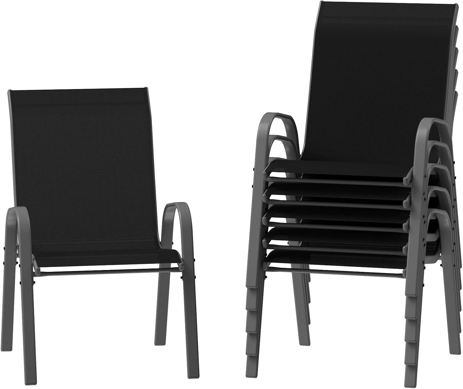 Stackable Outdoor Garden Chairs Set of 6 | Weatherproof Patio Dining Seats