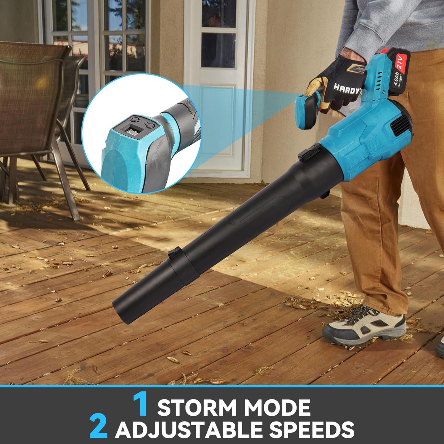 Cordless Leaf Blower Brushless 42m/s Dual Battery LED Display