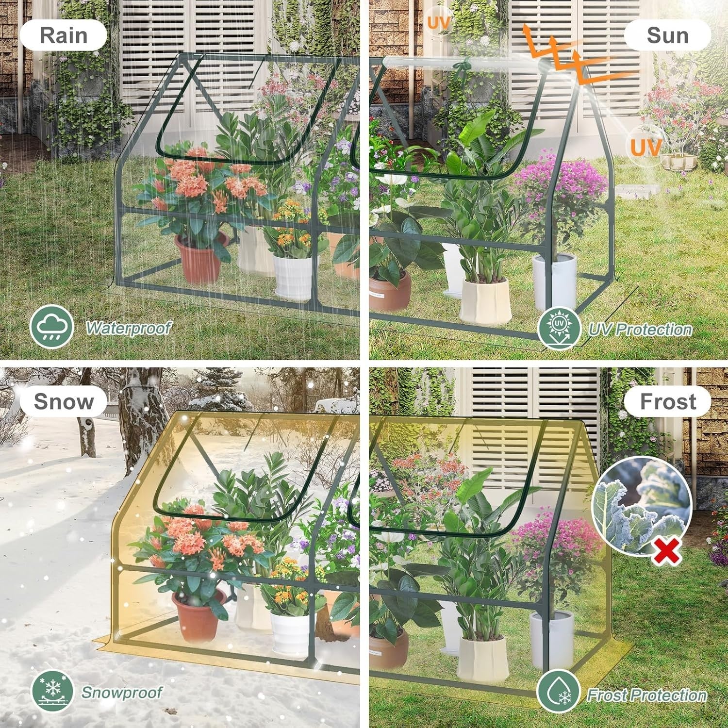 Mini Garden Greenhouse UV Protected Waterproof Plant Shelter with Zipper Doors