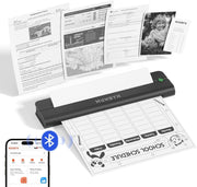 Black Portable A4 Thermal Printer Wireless Bluetooth Home Office Travel