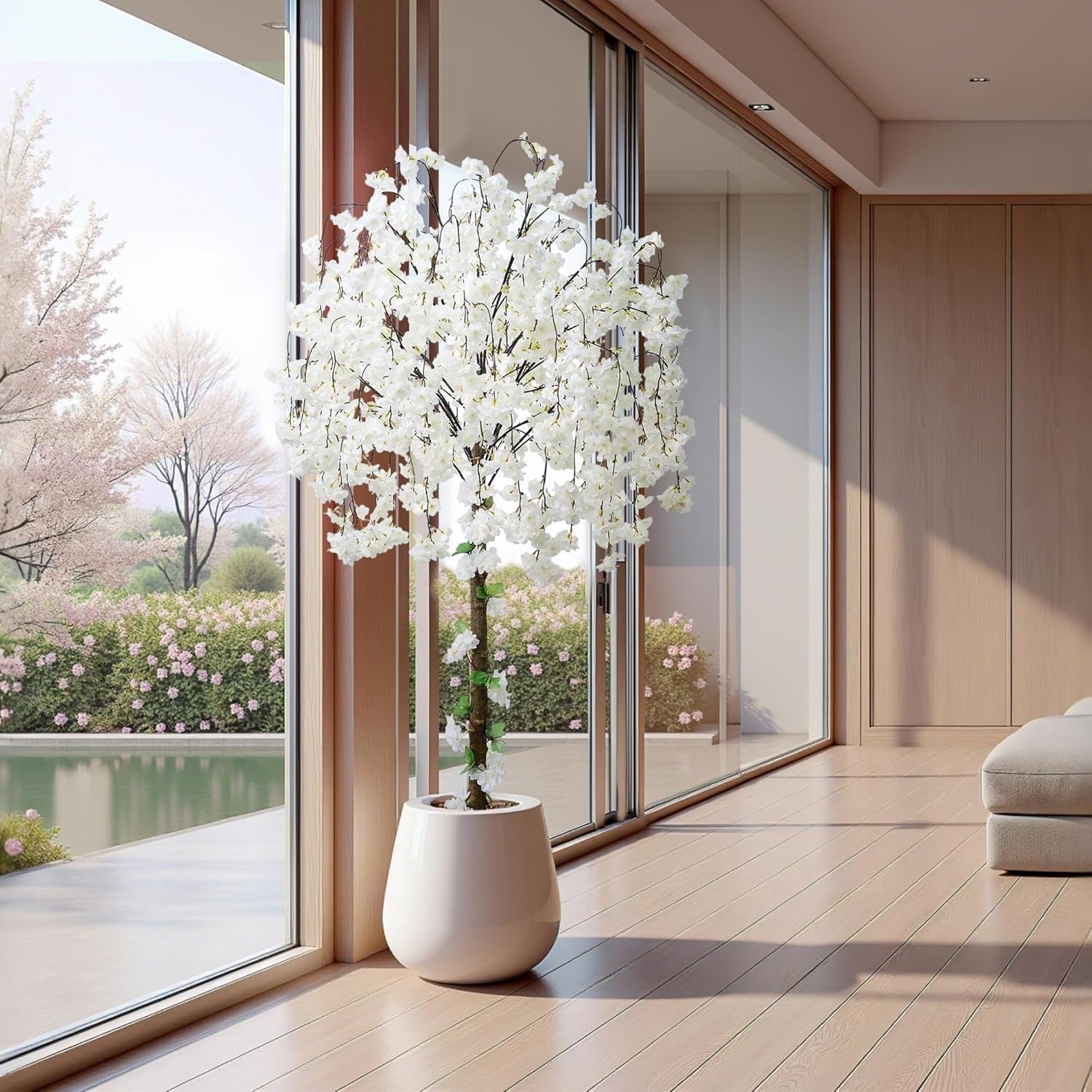 6FT Artificial Cherry Blossom Tree White Faux Flower Plant Indoor Wedding Decor