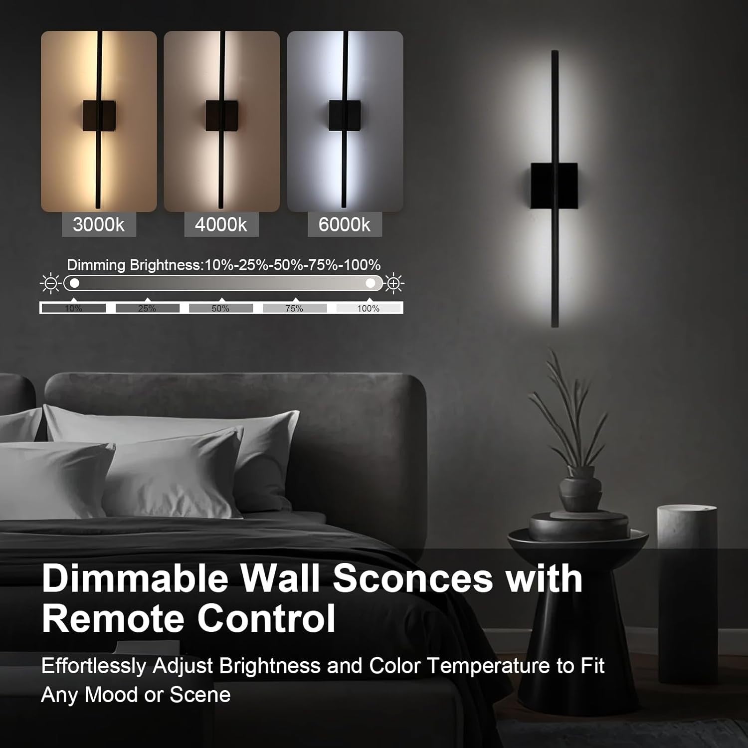 Battery Operated Wall Lights Indoor Dimmable Touch Wireless Sconces 2 Pack