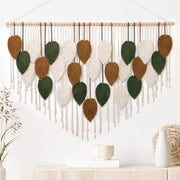 Large Boho Macrame Wall Hanging Leaf Woven Decor Green/Khaki