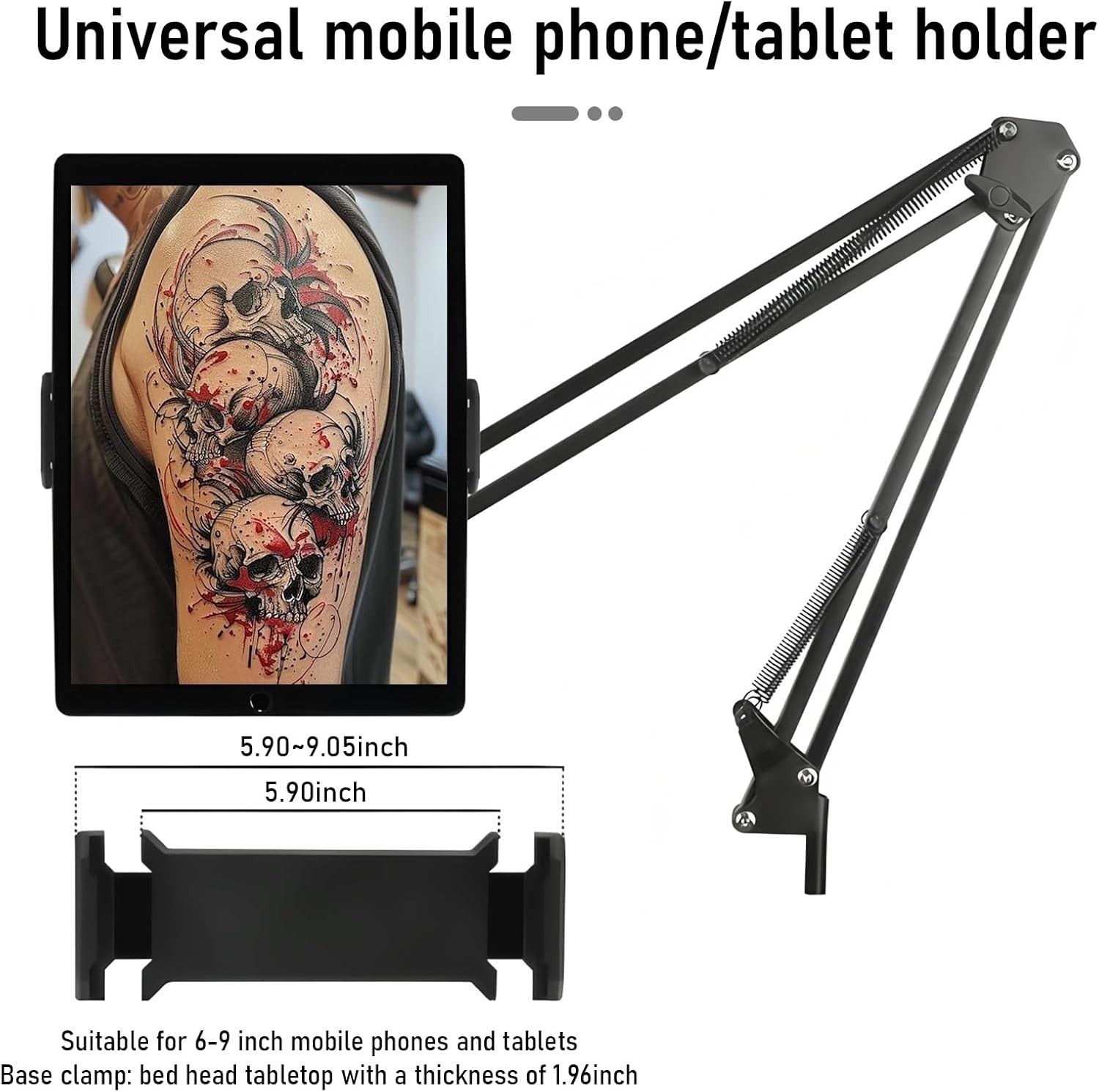 Professional Tattoo Workstation Rolling Tray LED Light Storage Adjustable Stand