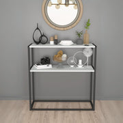 Slim Metal Frame Console Table with 2 Shelves – Modern Storage & Style