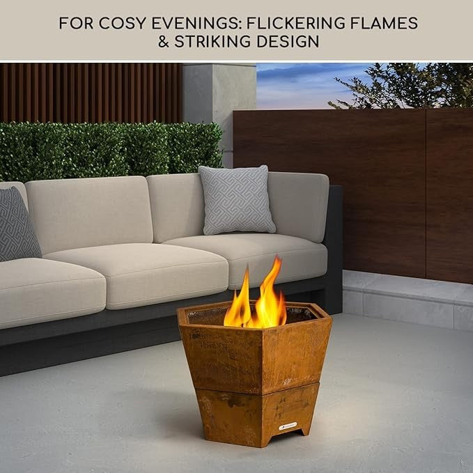 Outdoor Fire Pit Bowl with Grill – Weatherproof Steel Garden Fireplace 60cm